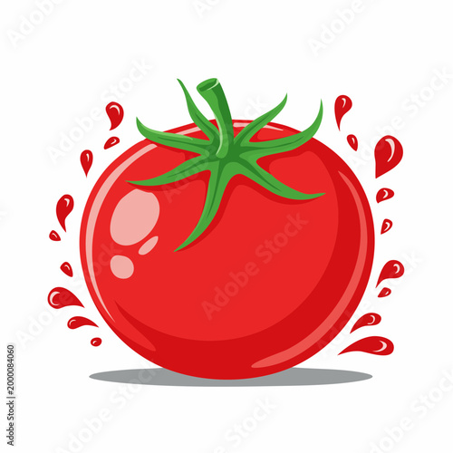 Juicy Red Tomato with Splashes