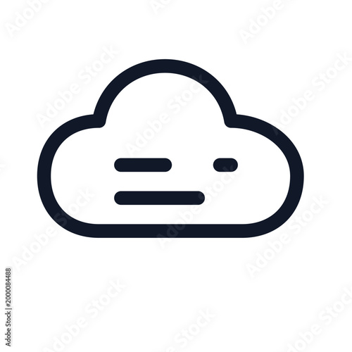 Cloud Computing Line Icon — Data Server Vector Symbol
