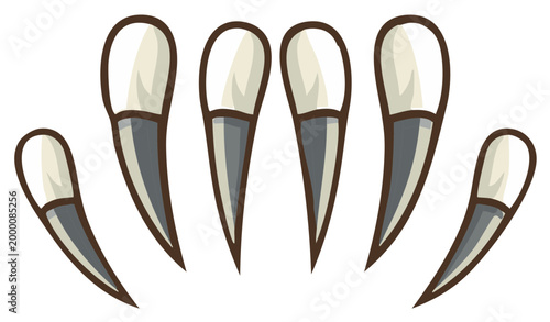 Row of cartoon monster fangs pointy sharp teeth illustration