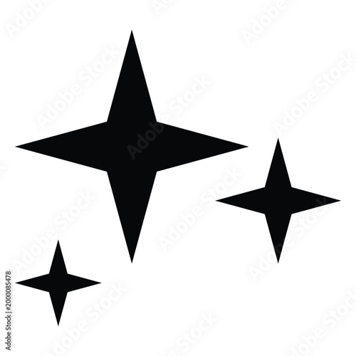 AI Sparkle Star Icon, Glyph style Glow Shine Light Symbol illustration
