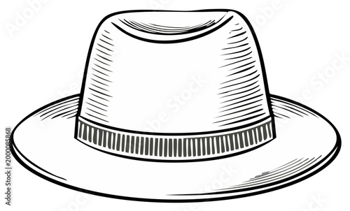 Ink drawing of a vintage fedora hat