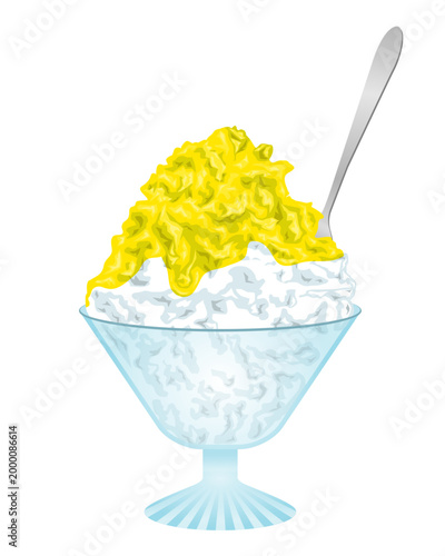 かき氷のイラスト素材 レモン味 夏の冷たいスイーツ