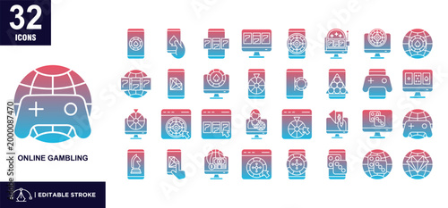 Online Gambling Glyph Gradient Icon Set