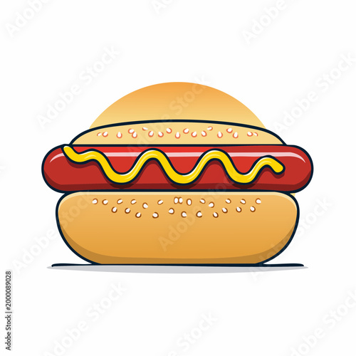 Cartoon Hot Dog with Mustard