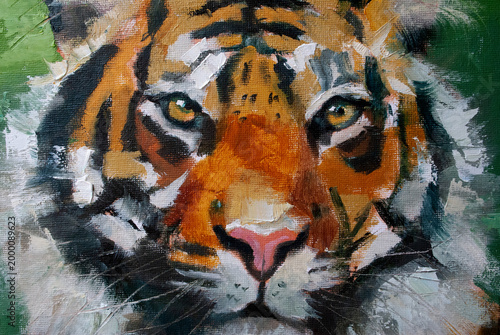 Foto Dipinto ad olio della Tigre del Bengala