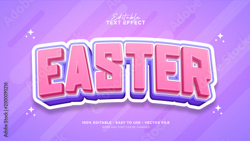 Editable text effect, happy easter day 3d text effect