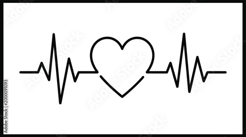 Heartbeat pulse line design, medical ecg rhythm symbol, romantic cardiogram sign, healthcare life concept, minimal cardiac graphic, love pulse, icon.