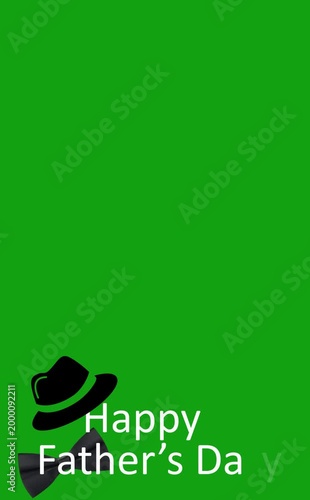 Happy Father's Day Typography with Fedora and Bowtie on Green Screen Background
