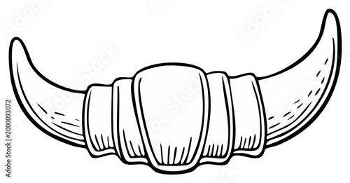 Stylized black and white illustration of a crescent roll croissant pastry with textured lines