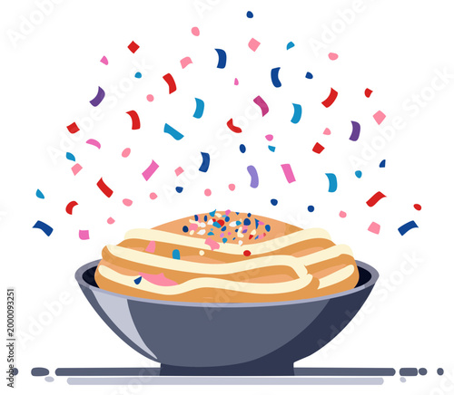 Celebration Donut with Confetti and Sprinkles in a Bowl