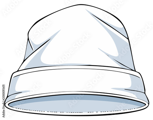 Isolated white sleeping cap vector illustration; nightcap, headwear for sleeping, bedtime head covering in cartoon drawing