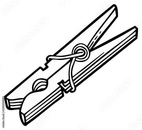 Simple Wooden Clothespin Illustration Isolated Object for Laundry and Crafts