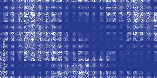 Deep blue abstract space background with glowing square stars pattern.