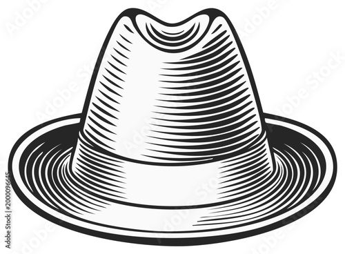 Classic fedora hat with vintage etched style and wide brim