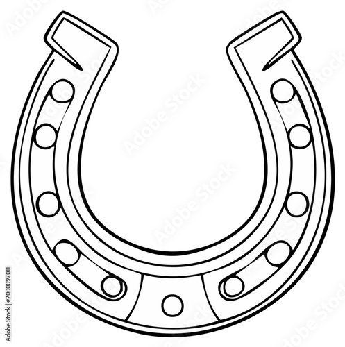 Lucky Horseshoe Graphic Illustration of Horseshoe Symbol Traditional Horse Shoe Line Art