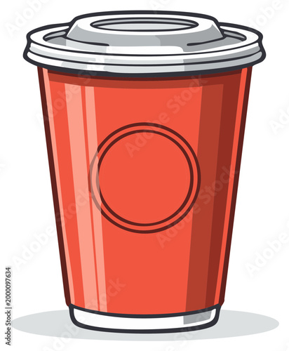 Red coffee cup with a white lid, ready to take away