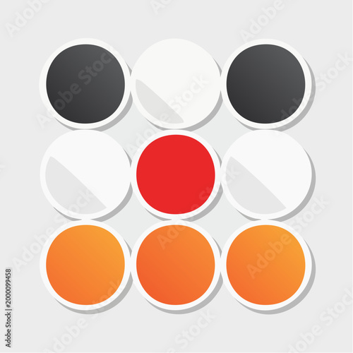 Nine Colorful Circles Arranged in a Grid
