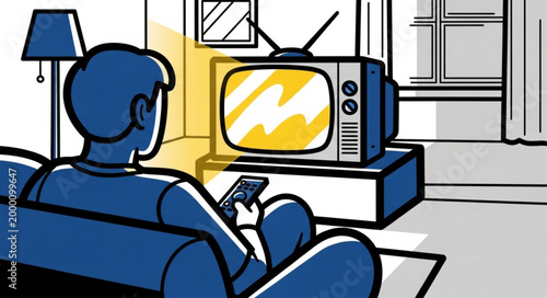 Man watching television on a couch holding a remote control.