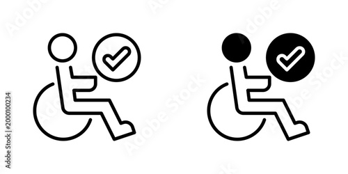 Disability Support Vector Line Icon for Healthcare and Medical