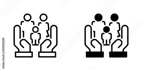 Canvastavla Hands Holding Family Vector Line Icon for Healthcare and Life Insurance