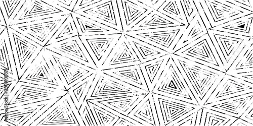 Black and white grunge geometric triangle pattern vector background texture