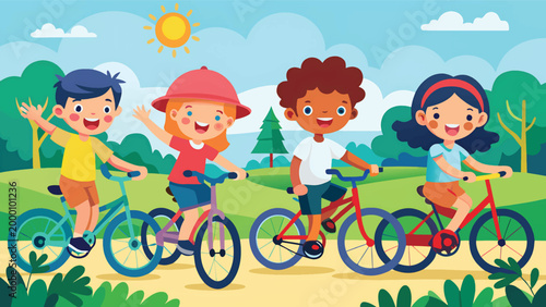 children riding bikes