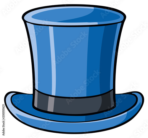 Classic blue top hat with wide brim and black ribbon accent a stylish accessory for formal events and costume parties