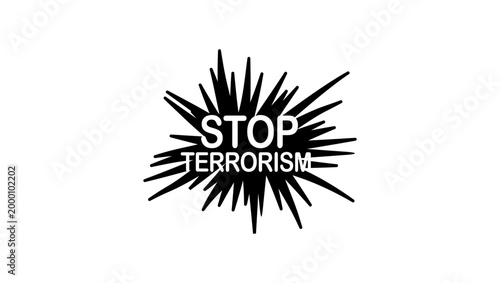 stop terrorism sign, black isolated vector silhouette