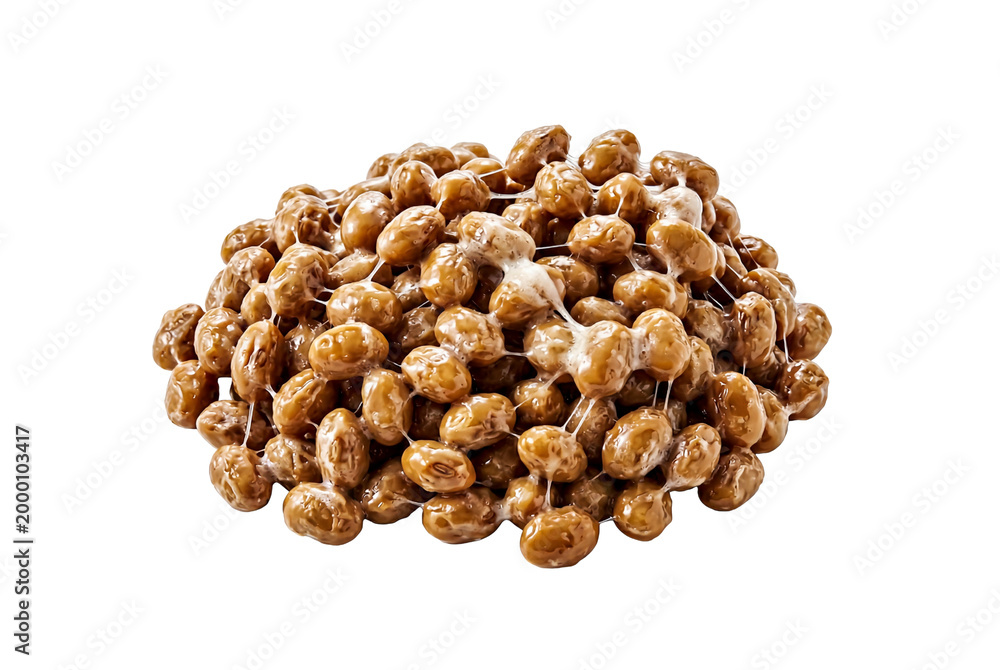 Obraz premium Traditional Japanese Natto Fermented Soybeans Isolated on Transparent Background