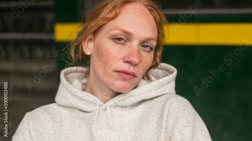 Portrait of a Woman in Hoodie. Generative AI