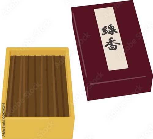 蓋を開けた箱入りの線香