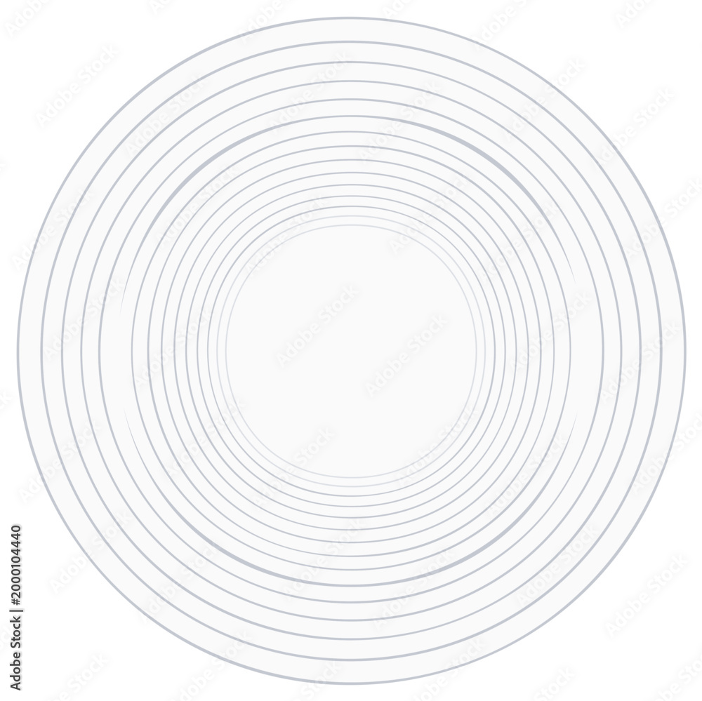 Obraz premium Abstract concentric circles forming an optical tunnel effect, grey lines