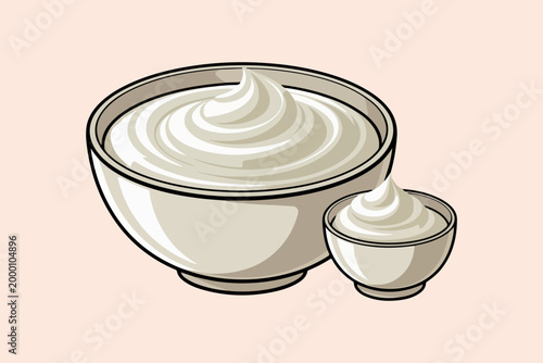 Greek yogurt in bowl for healthy breakfast illustration