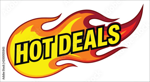 Hot deals banner with flame design vector illustration