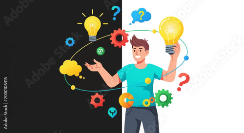 Creative man with lightbulb moment thinking.