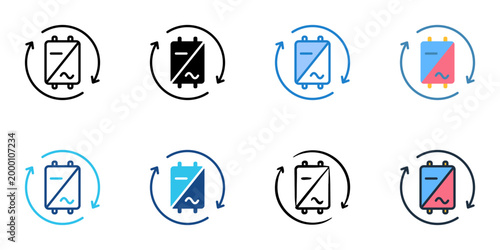 Inverter icons set multiple style collection. Editable stroke 
