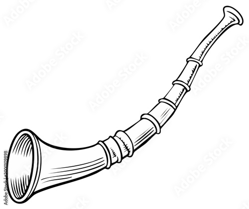 Illustration of a traditional alpine horn isolated on a white background