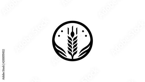 reate logo for a baisakhi in black and white colors minimal logo vector, Farm Growth Icon Plant Development Vector Image, Elegant Black and White Emblem A stylized depiction of a wheat stalk rising fr