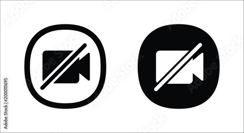 mute video icon set black and teal on white background
