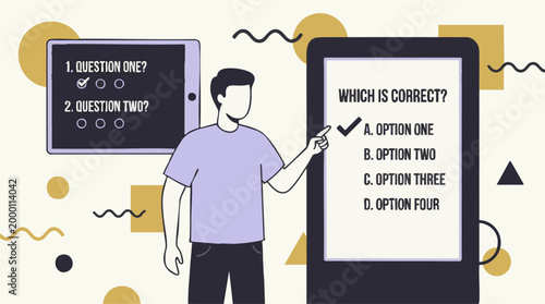 Person Taking an Online Test or Survey on Digital Devices