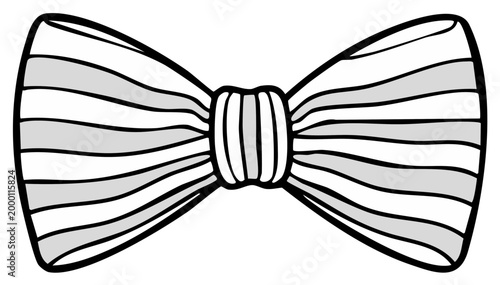 Graphic illustration of a striped bow tie, formal accessory or fashion element.