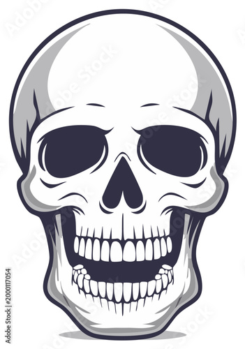 Detailed Skull Illustration: Grim, White, Bone Anatomy with Open Mouth