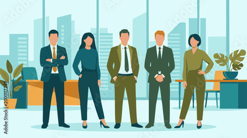 Business team of diverse professionals in modern office environment