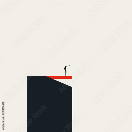 Business woman visionary leader vector concept. Symbol of ambition, motivation, leadership. Minimal design eps10 illustration, infographics