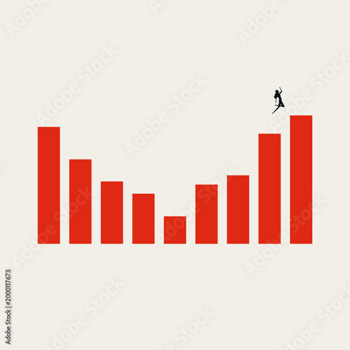 Business growth and success recovery vector concept. Symbol of ambition, opportunity, achievement. Minimal design eps10 illustration.