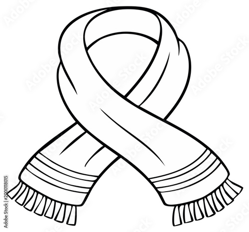 Outline Illustration of Winter Scarf Warm Clothing Accessory for Coloring Pages