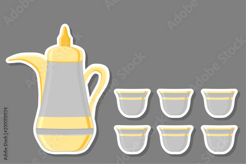 Set symbols for pitcher with lid for tea