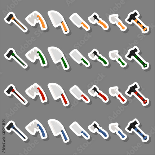 big kit steel axes with wooden handle