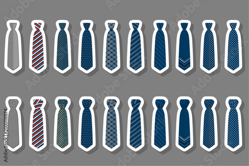 Set ties different types and neckties various size