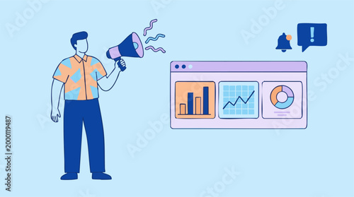 Digital Marketing Announcement with Data Analysis Dashboard and Alerts